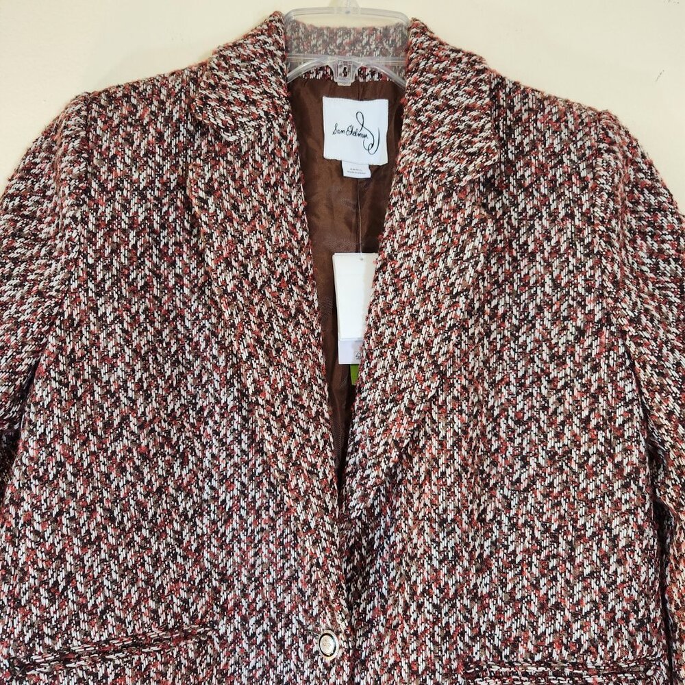 NWT Sam Edelman Willow Chevron Tweed Blazer Gardenia Autumn Small - Picture 2 of 16